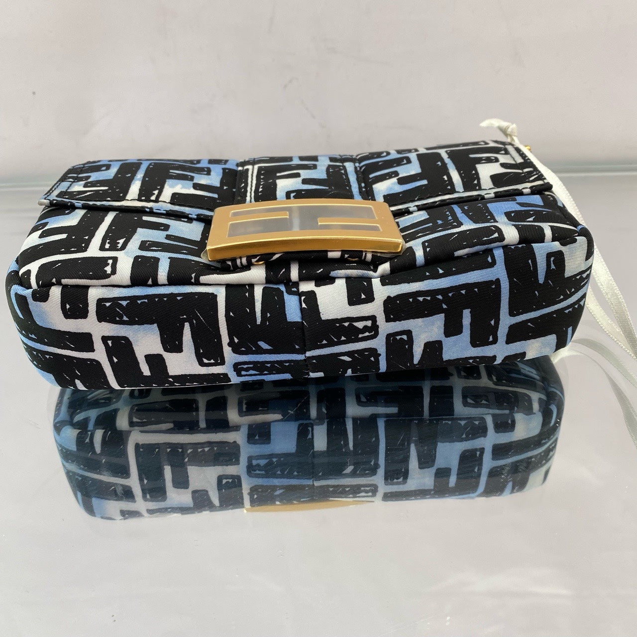 Fendi x Joshua Vides California Sky Baguette – Blue & White Sketch Print Silk/Canvas