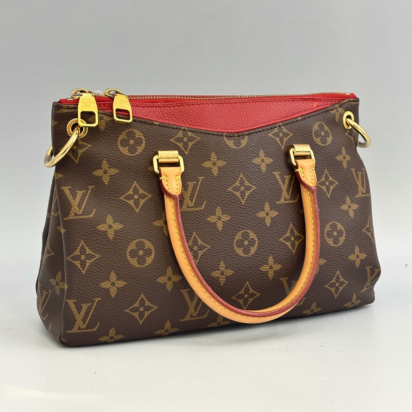 Louis Vuitton Pallas BB – Monogram Canvas with Cerise (Cherry) Leather Trim