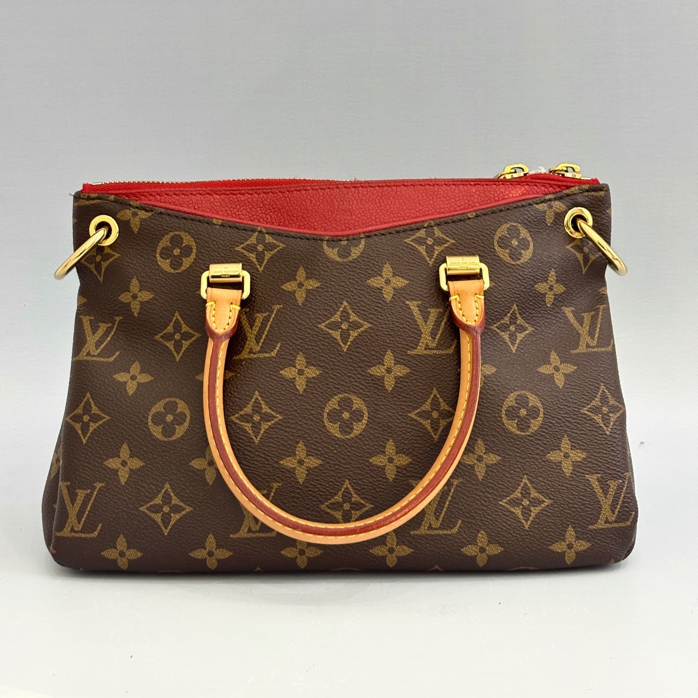 Louis Vuitton Pallas BB – Monogram Canvas with Cerise (Cherry) Leather Trim
