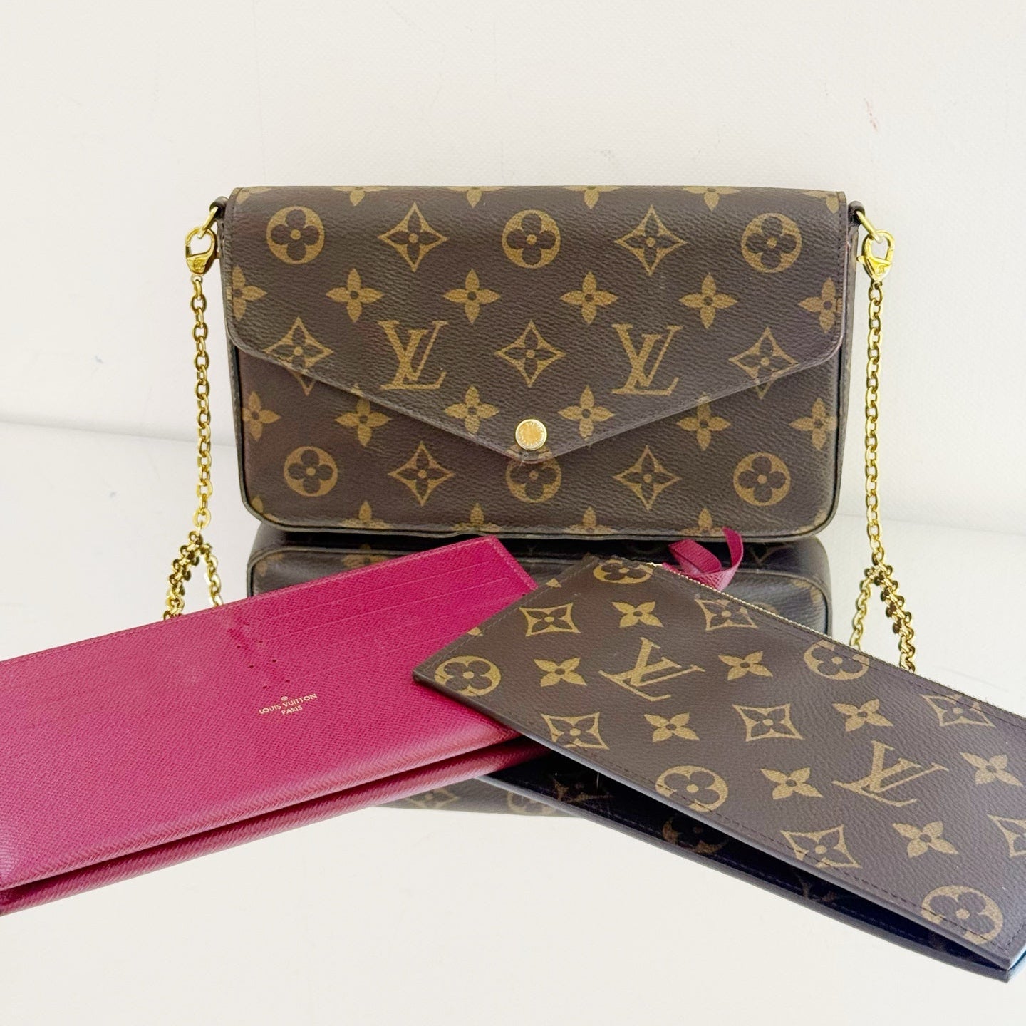 Louis Vuitton Félicie Pochette – Monogram Canvas with Fuchsia Interior & Removable Inserts