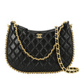 Chanel Quilted Lambskin Chain Hobo Bag – Large Black Handbag with Gold-Tone Hardware