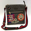 Gucci Night Courrier GG Supreme Messenger Bag – Black/Grey Canvas with Multi-Patch Embroidery