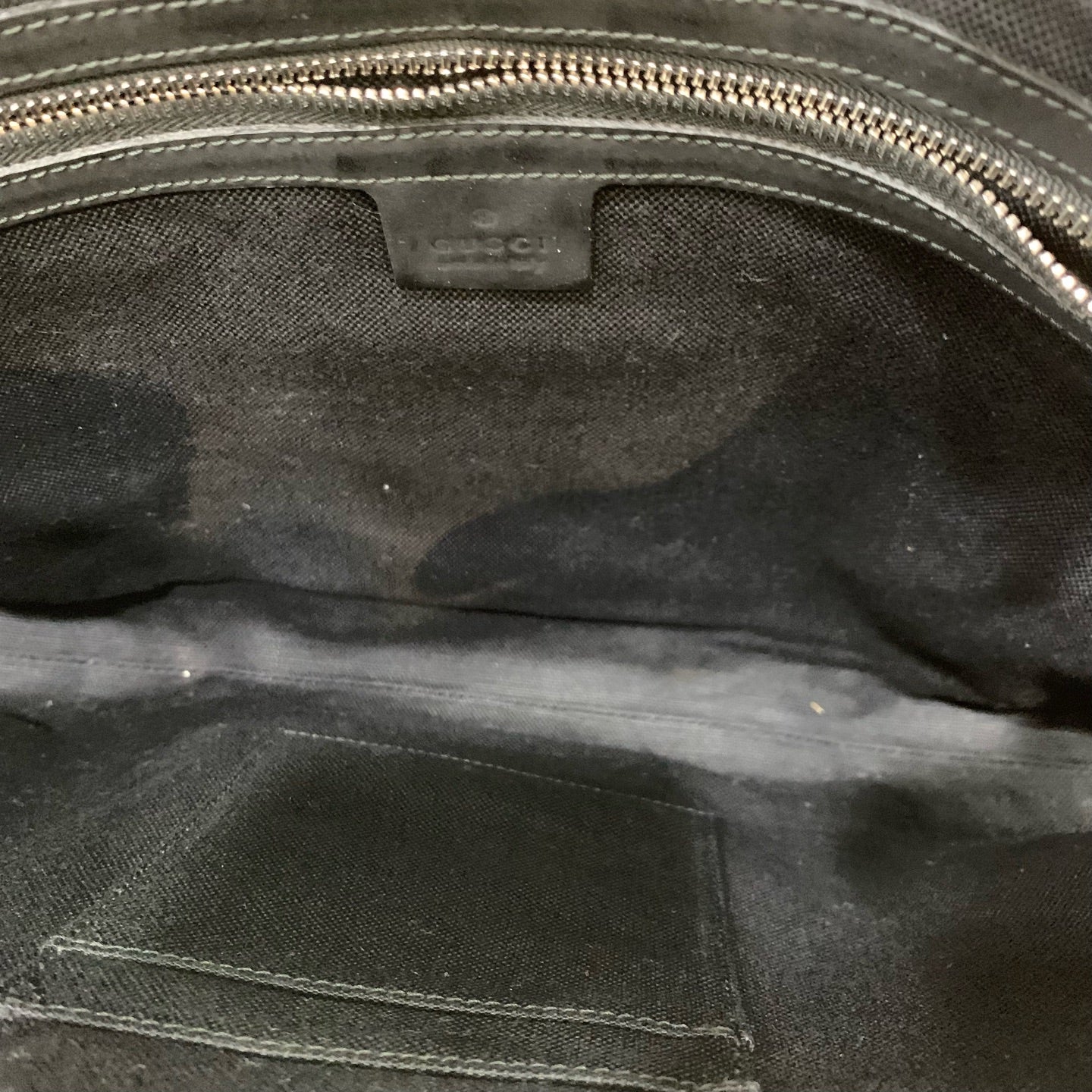 Gucci GG Supreme Messenger Bag – Black/Grey Coated Canvas with Blue and Red Web Stripe