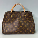 Louis Vuitton Montaigne BB – Monogram Canvas Top Handle Bag with Vachetta Leather Trim and Crossbody Strap