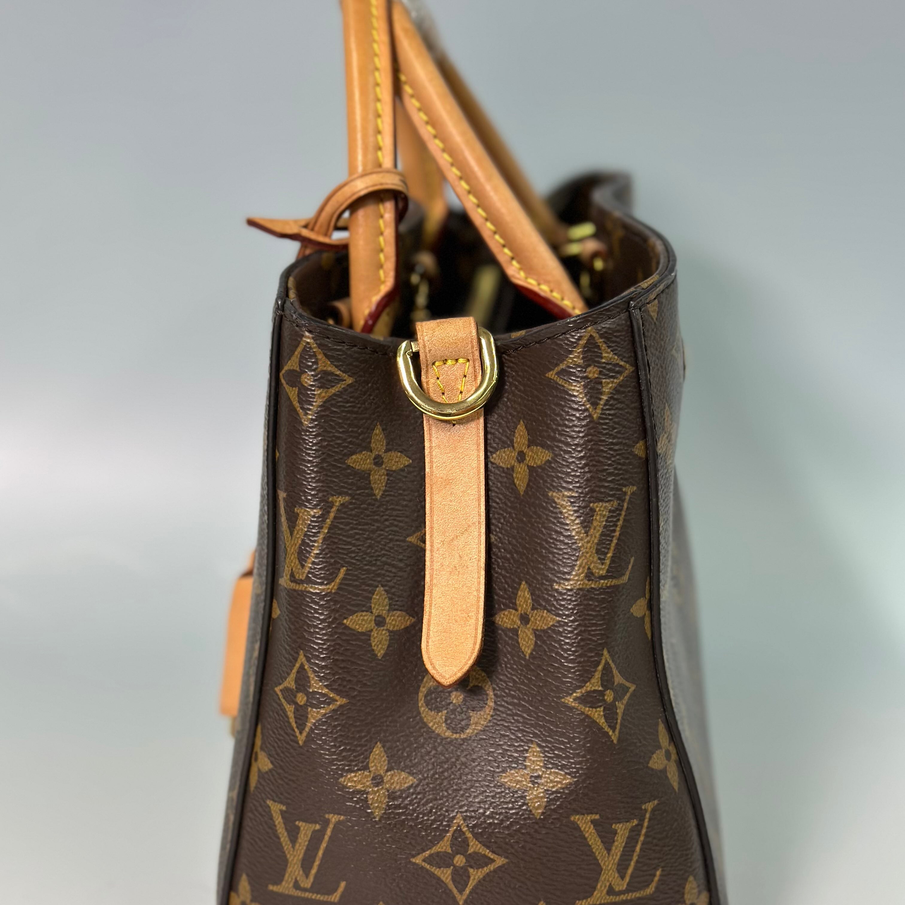 Louis Vuitton Montaigne BB – Monogram Canvas Top Handle Bag with Vachetta Leather Trim and Crossbody Strap