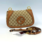 Product Title Gucci Blondie Medium Shoulder Bag – GG Supreme Canvas with Brown Leather Trim and Circular Interlocking G