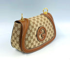 Product Title Gucci Blondie Medium Shoulder Bag – GG Supreme Canvas with Brown Leather Trim and Circular Interlocking G
