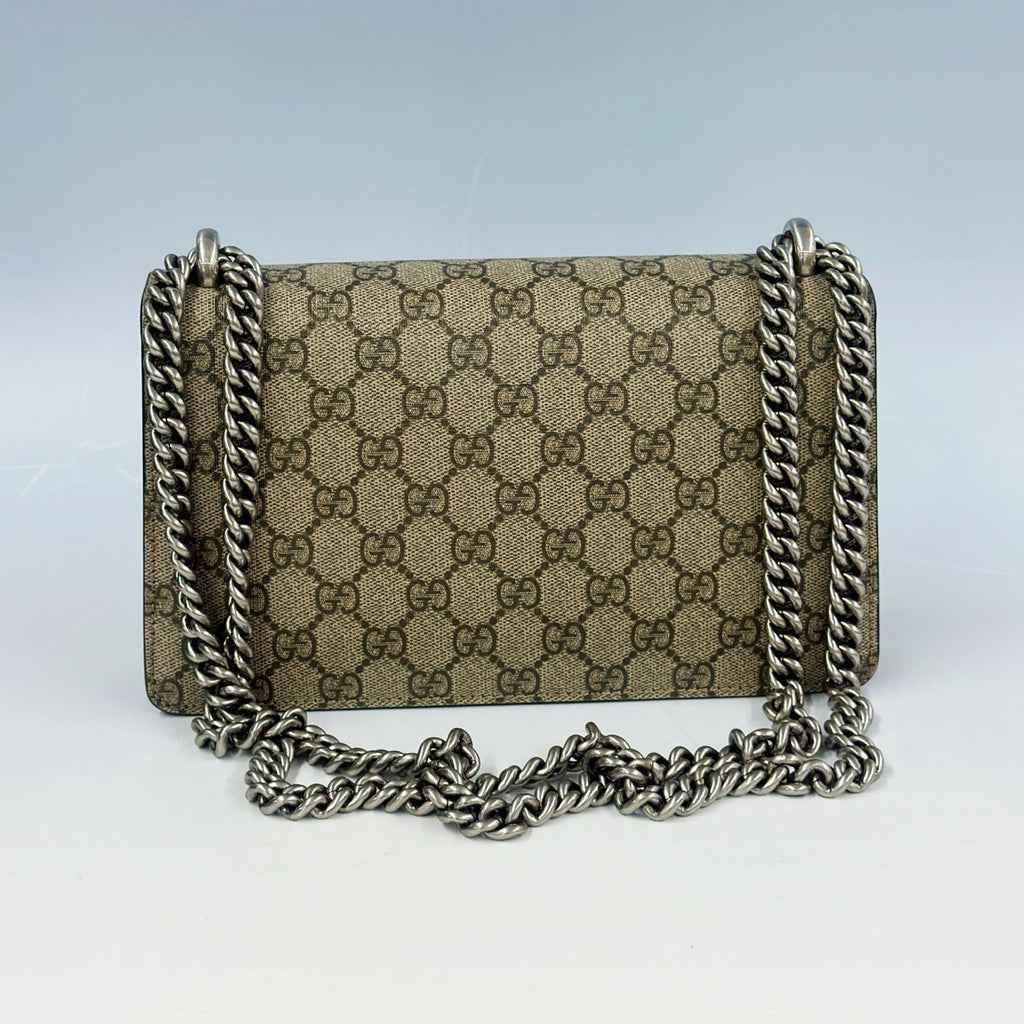 Gucci Dionysus Small Shoulder Bag – GG Supreme Canvas and Crystal Tiger Head Closure