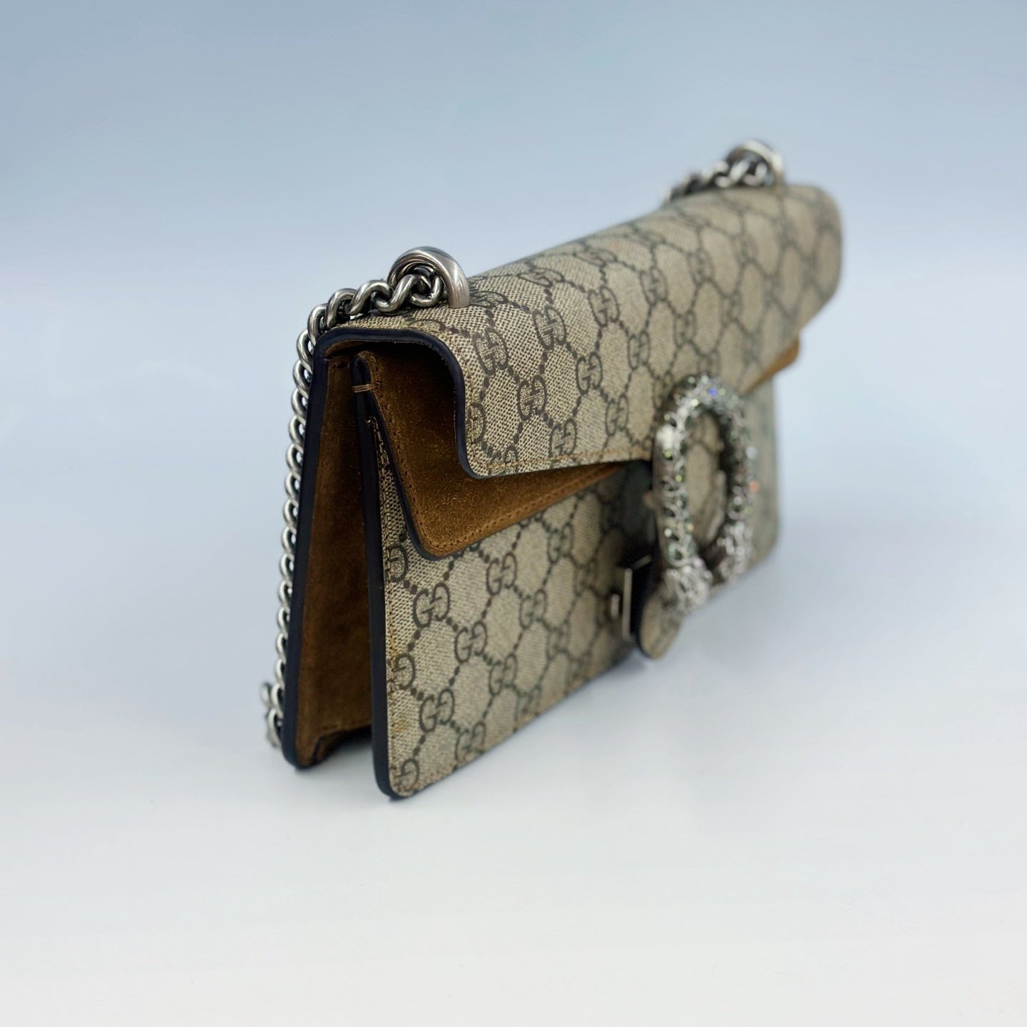 Gucci Dionysus Small Shoulder Bag – GG Supreme Canvas and Crystal Tiger Head Closure