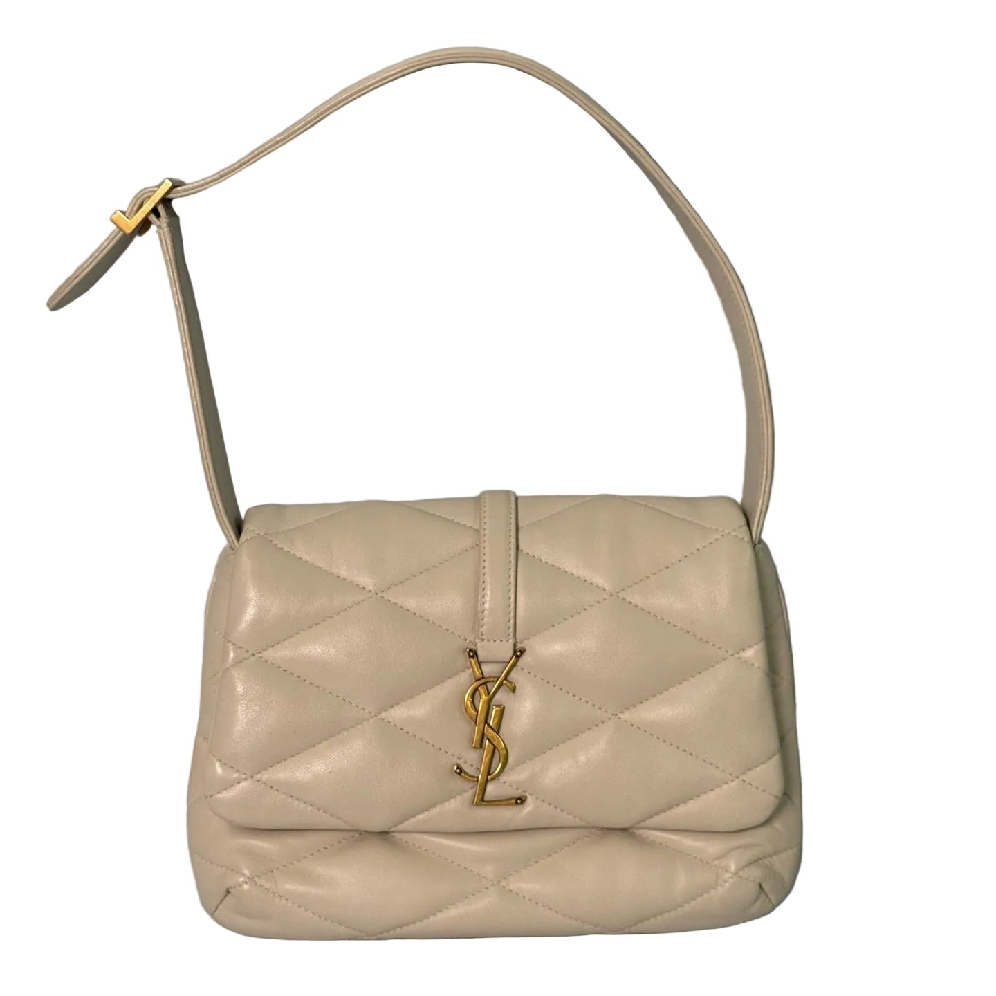 Saint Laurent Le 5 à 7 Soft Hobo Bag - Quilted Lambskin Leather - Crema/Off-White