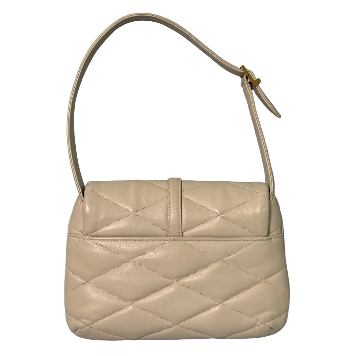 Saint Laurent Le 5 à 7 Soft Hobo Bag - Quilted Lambskin Leather - Crema/Off-White