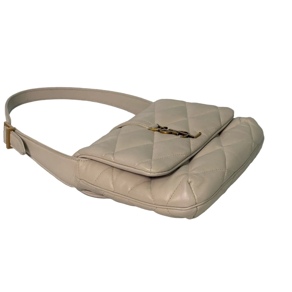 Saint Laurent Le 5 à 7 Soft Hobo Bag - Quilted Lambskin Leather - Crema/Off-White