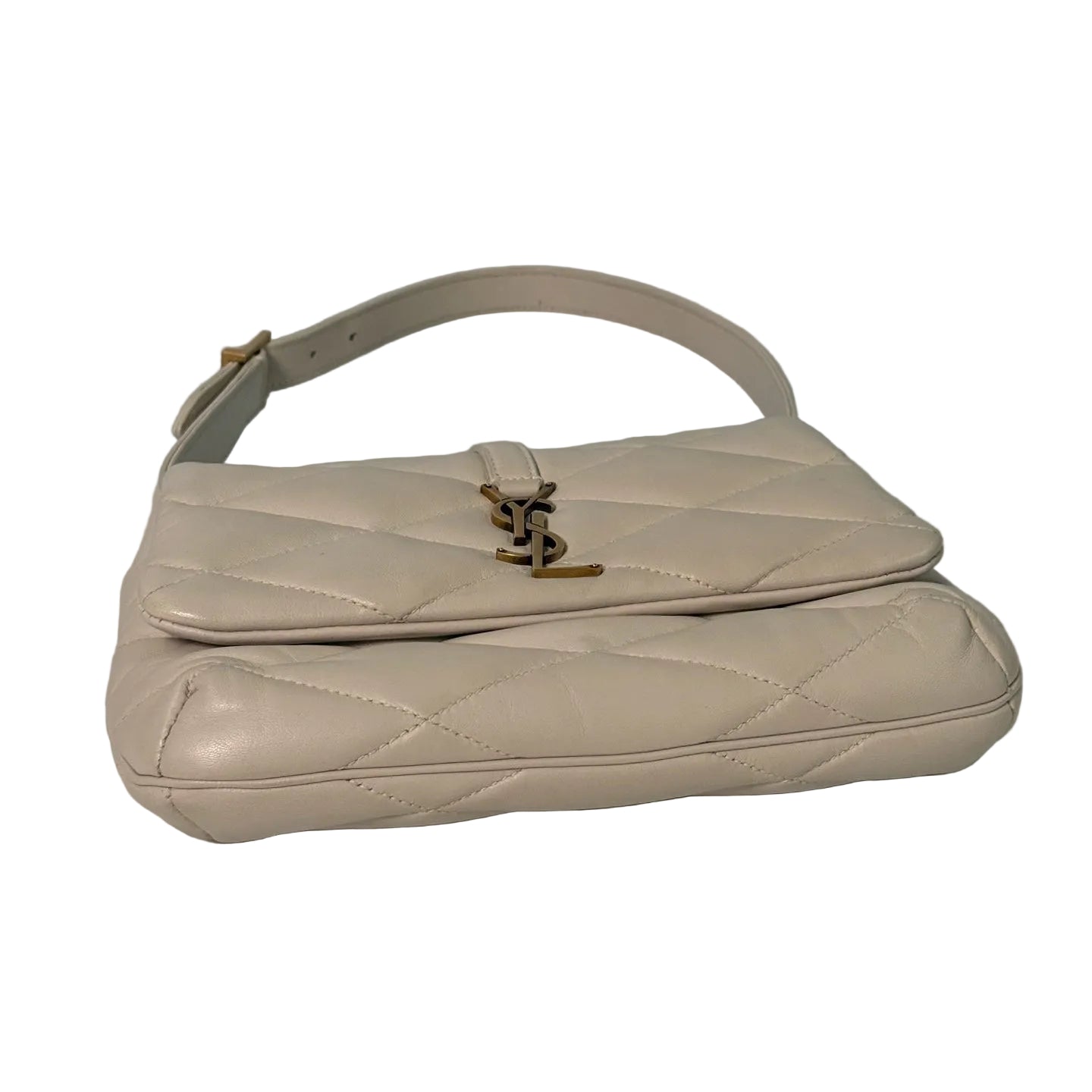 Saint Laurent Le 5 à 7 Soft Hobo Bag - Quilted Lambskin Leather - Crema/Off-White