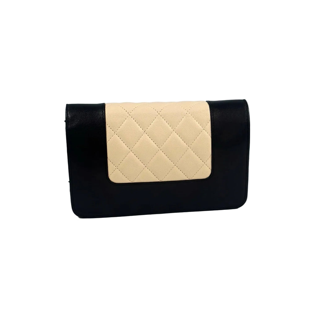Chanel Color-Block Quilted WOC - Beige/Black Lambskin with CC Turnlock