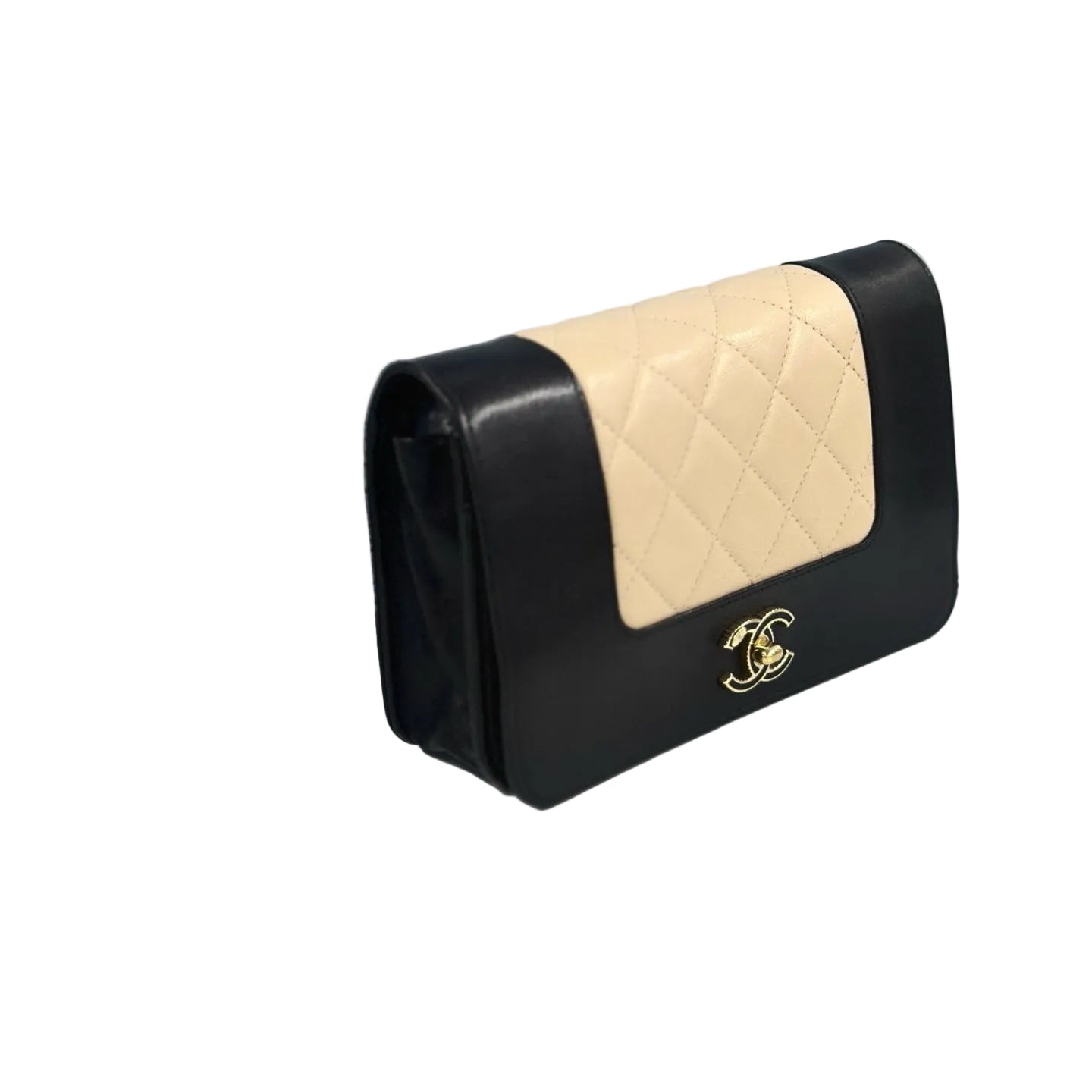 Chanel Color-Block Quilted WOC - Beige/Black Lambskin with CC Turnlock