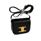 Celine Mini Besace Triomphe Bag - Black Shiny Calfskin - Gold Hardware