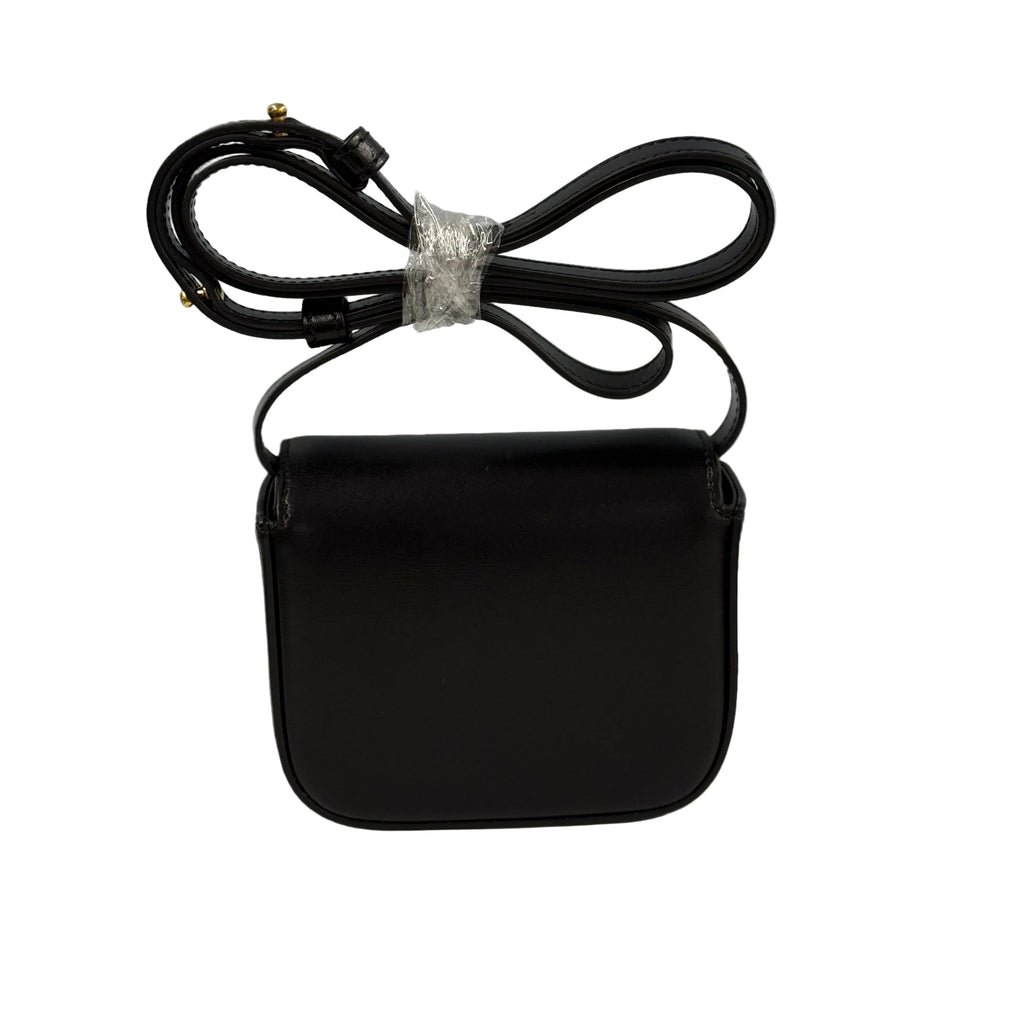 Celine Mini Besace Triomphe Bag - Black Shiny Calfskin - Gold Hardware