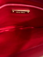Miu Miu Matelassé Nappa Leather Pochette - Red with Crystal Chain & Leather Strap