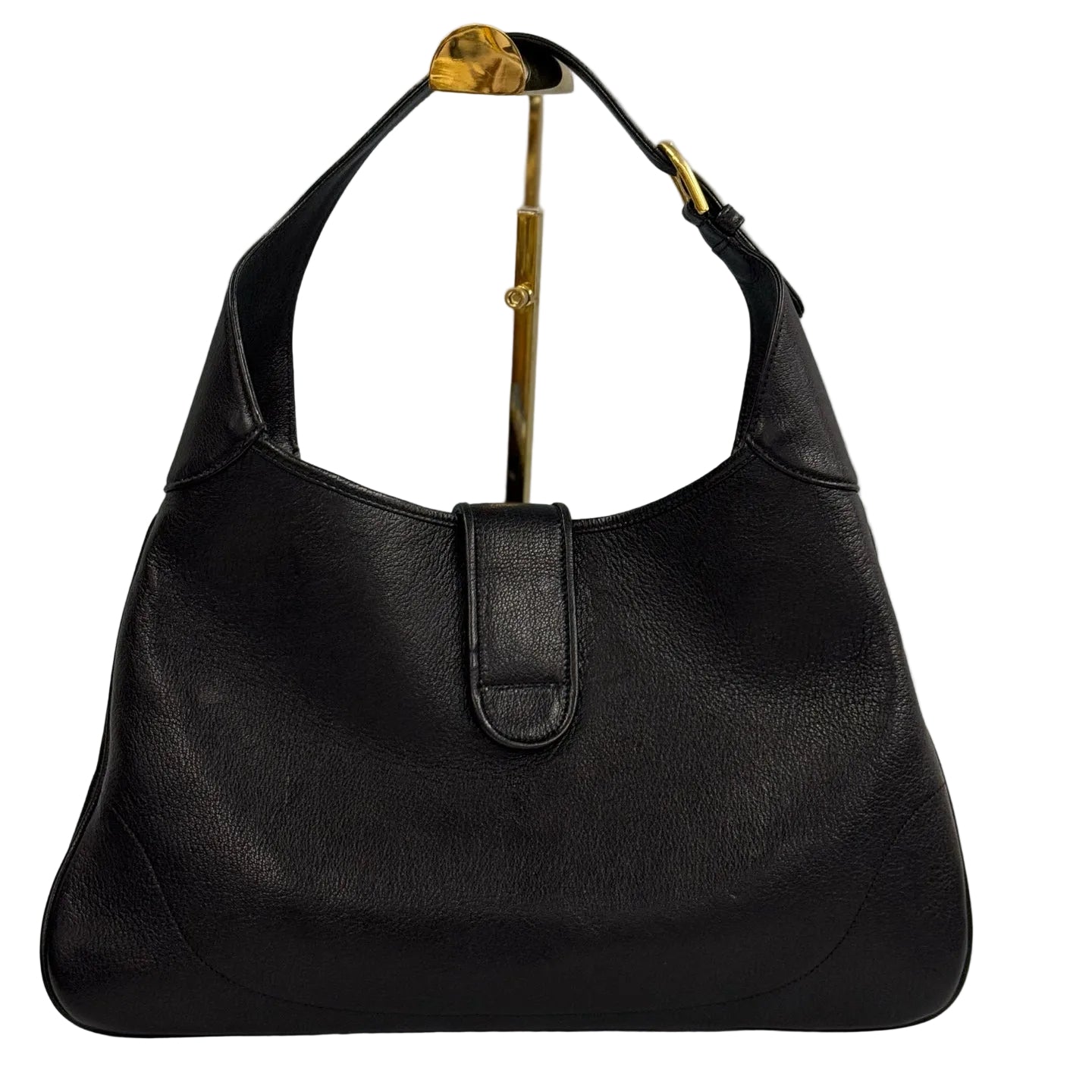 Gucci Aphrodite Small Shoulder Bag - Black Soft Pebbled Leather - Gold Double G