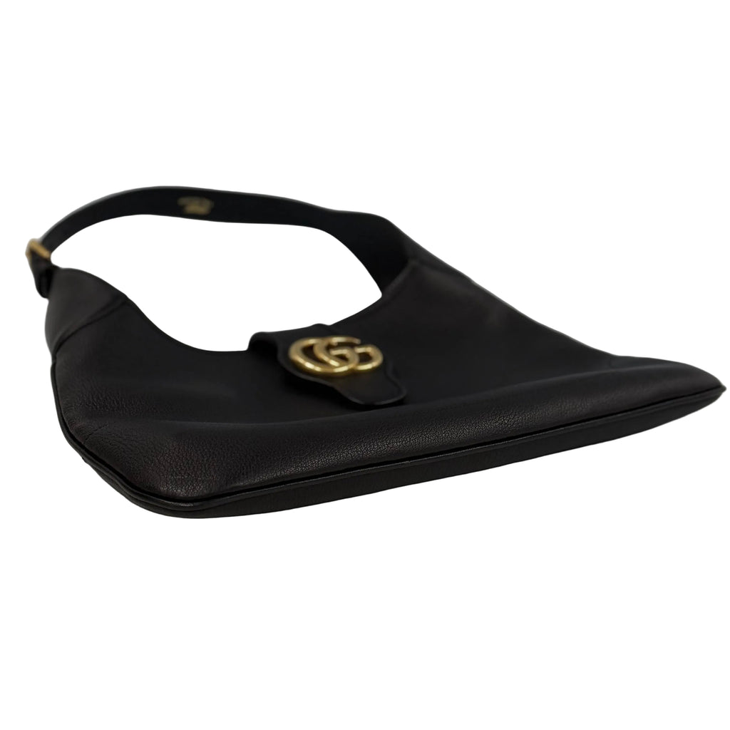 Gucci Aphrodite Small Shoulder Bag - Black Soft Pebbled Leather - Gold Double G