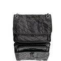 Saint Laurent Niki Medium Shoulder Bag - Black Crinkled Calfskin