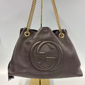 Gucci Aphrodite  Shoulder Bag - Black Soft Textured Leather - Gold GG Logo