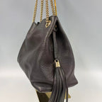 Gucci Aphrodite  Shoulder Bag - Black Soft Textured Leather - Gold GG Logo