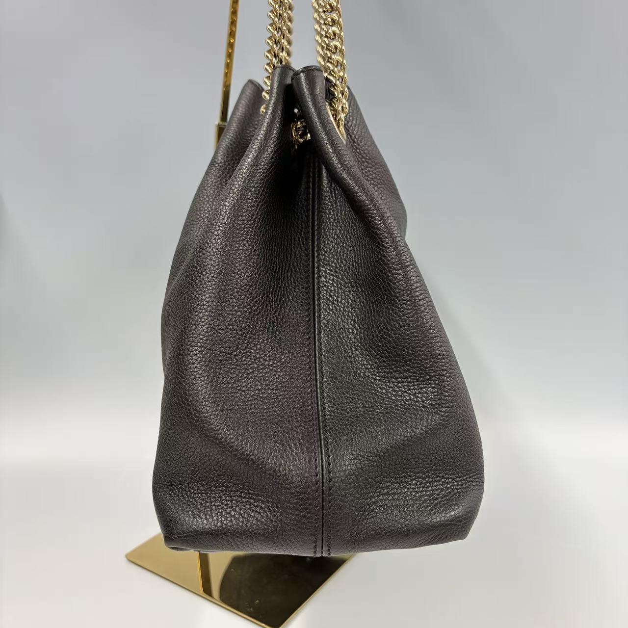 Gucci Aphrodite  Shoulder Bag - Black Soft Textured Leather - Gold GG Logo