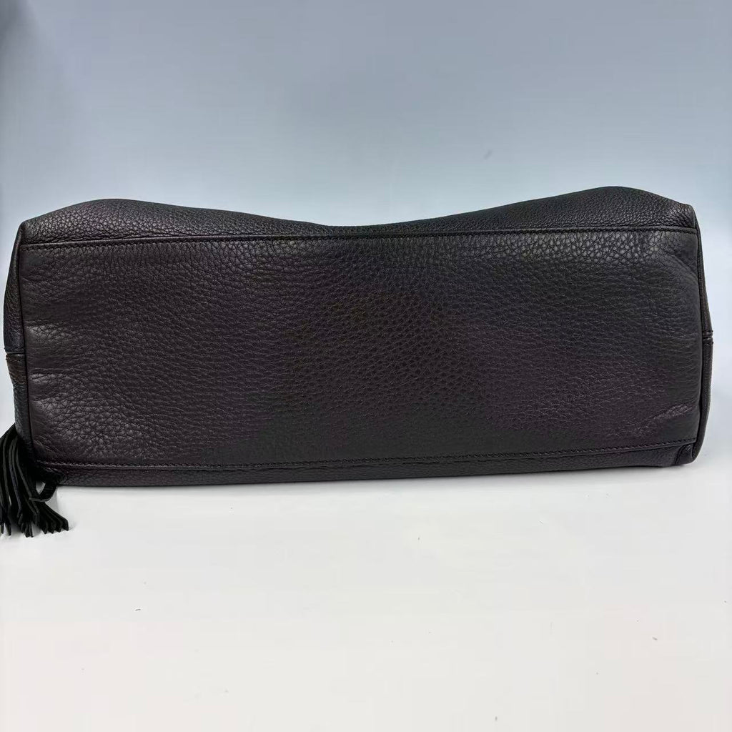Gucci Aphrodite  Shoulder Bag - Black Soft Textured Leather - Gold GG Logo