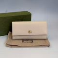 Gucci GG Marmont Continental Wallet - Beige Textured Leather - Gold Hardware