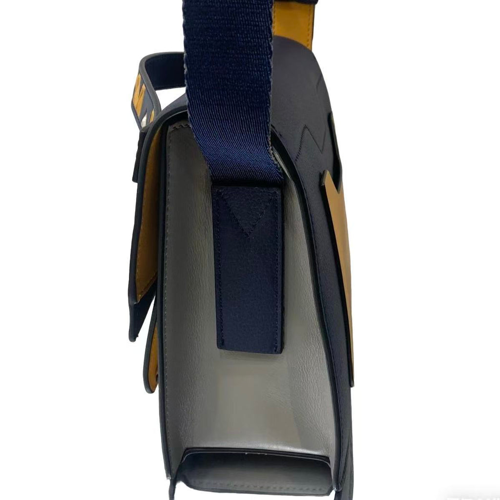 MCM M-PUP Colorblock Shoulder Bag - Navy Blue, Yellow & Grey Leather