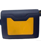MCM M-PUP Colorblock Shoulder Bag - Navy Blue, Yellow & Grey Leather