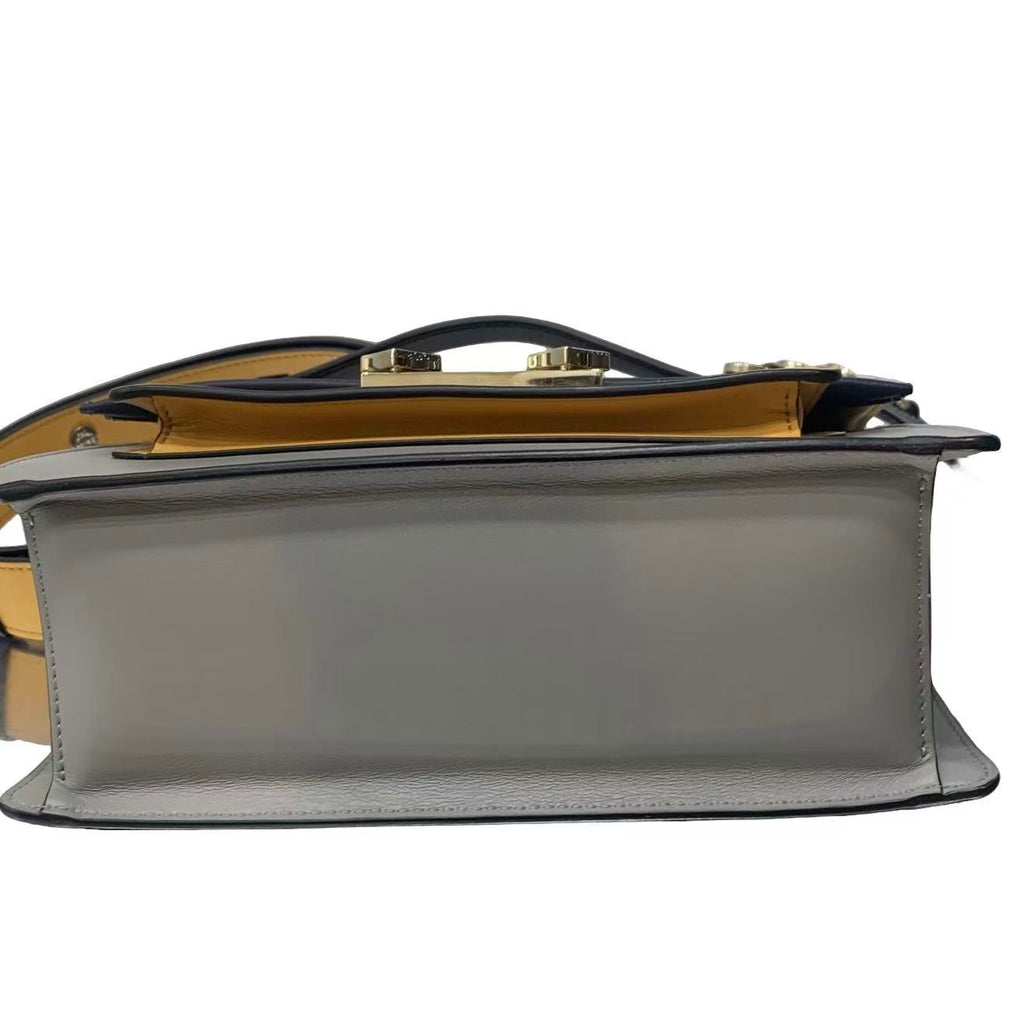 MCM M-PUP Colorblock Shoulder Bag - Navy Blue, Yellow & Grey Leather