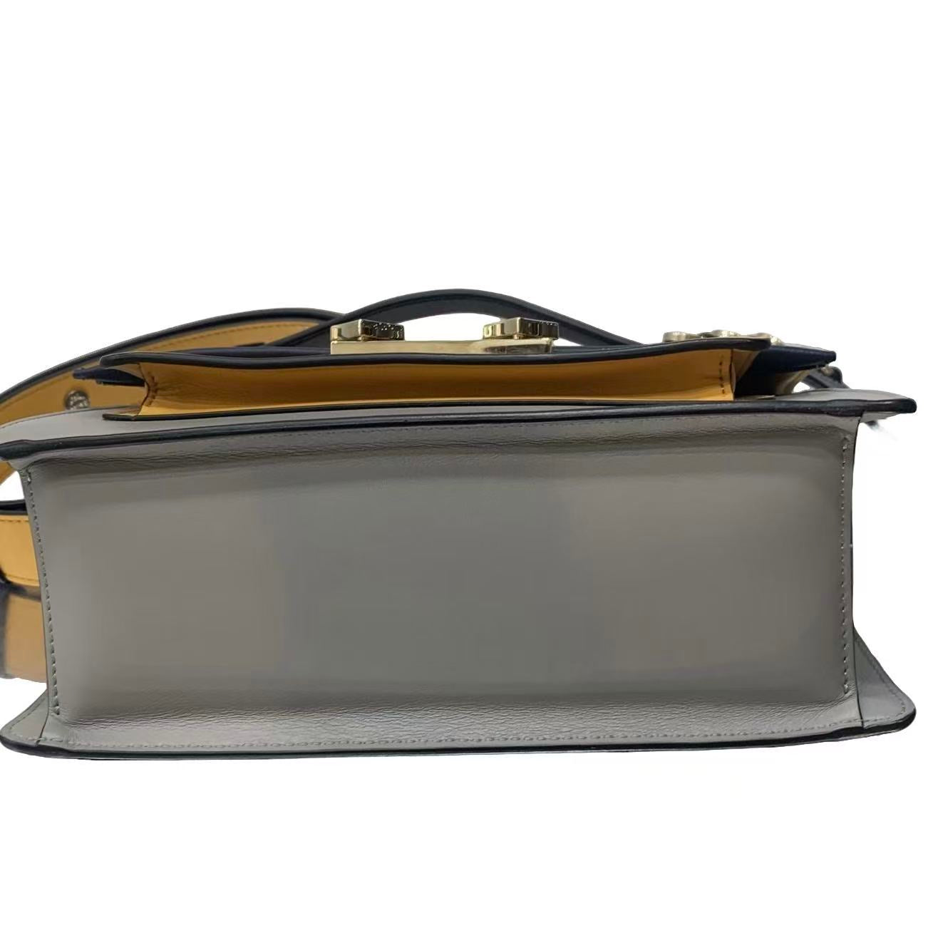 MCM M-PUP Colorblock Shoulder Bag - Navy Blue, Yellow & Grey Leather