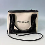Balenciaga Navy Cabas XS Canvas Tote Bag