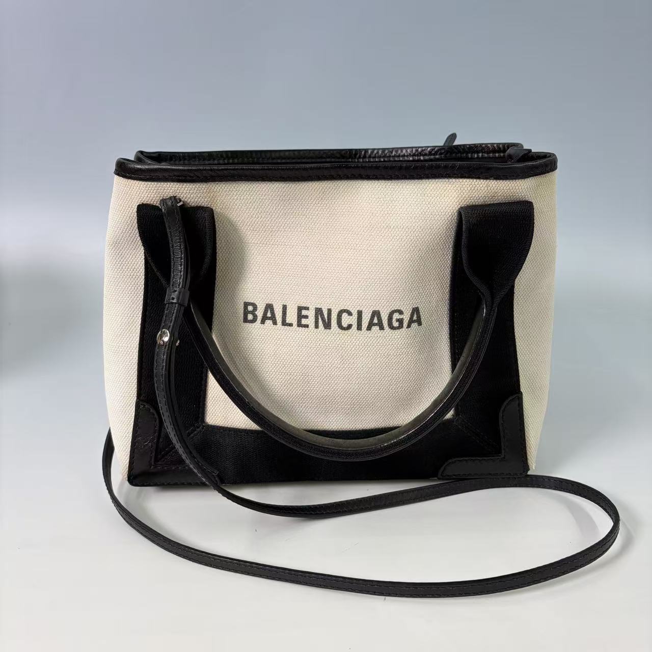 Balenciaga Navy Cabas XS Canvas Tote Bag