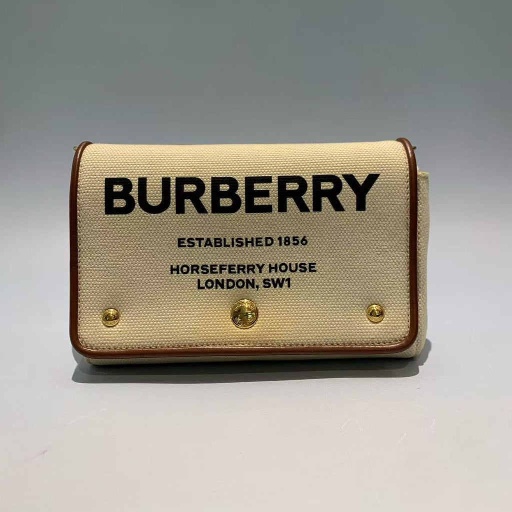 Burberry Mini Horseferry Print Canvas and Leather Notes Bag