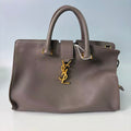 Saint Laurent (YSL) Small Cabas Rive Gauche Bag in Grey Calfskin