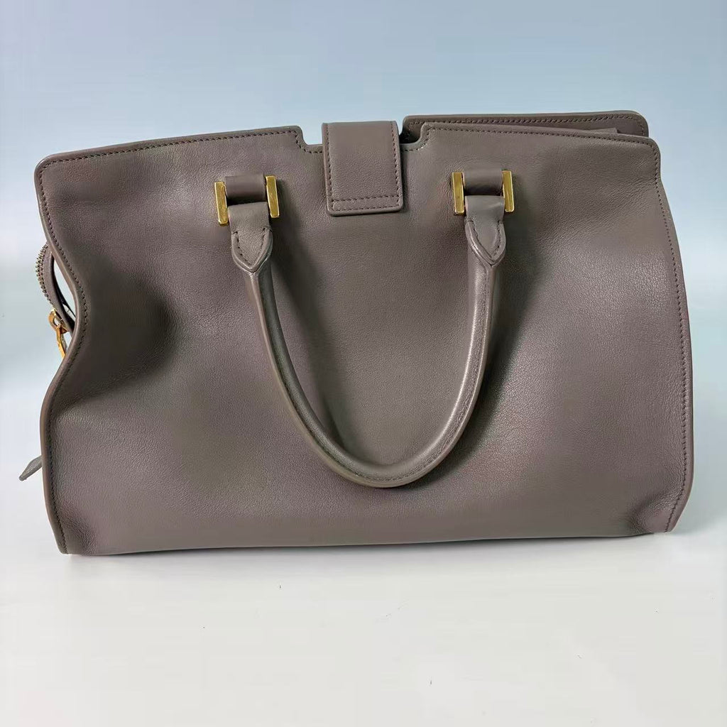 Saint Laurent (YSL) Small Cabas Rive Gauche Bag in Grey Calfskin