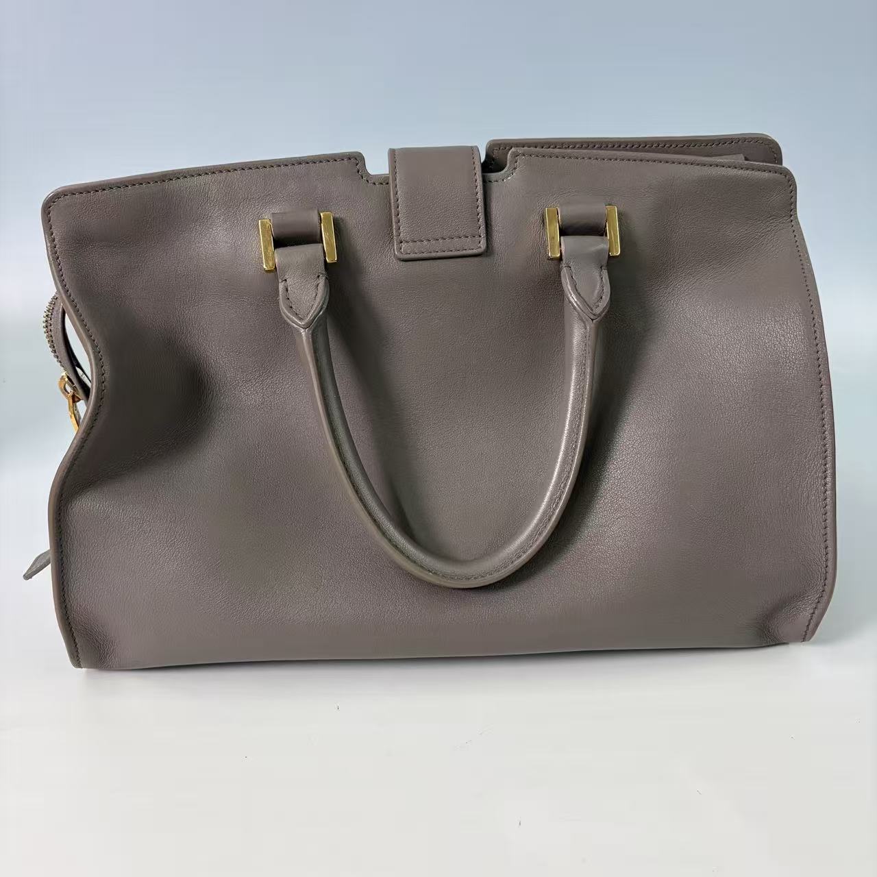 Saint Laurent (YSL) Small Cabas Rive Gauche Bag in Grey Calfskin