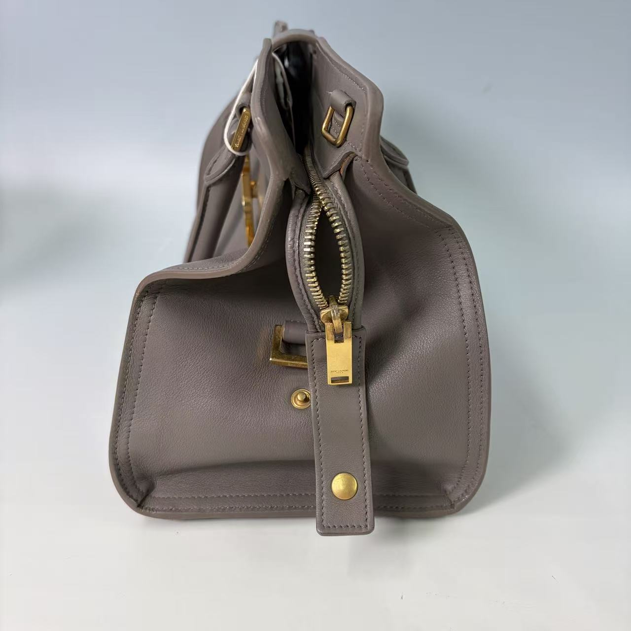 Saint Laurent (YSL) Small Cabas Rive Gauche Bag in Grey Calfskin