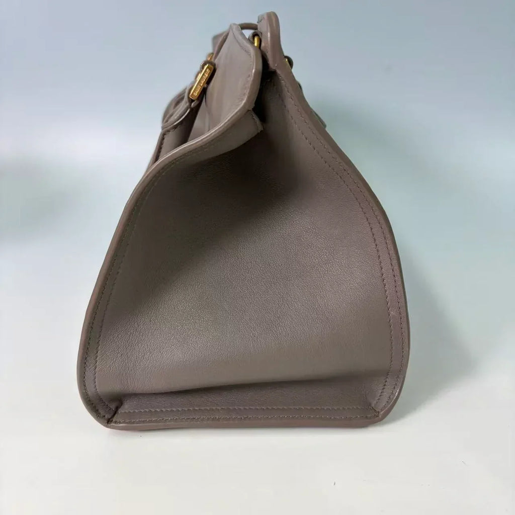 Saint Laurent (YSL) Small Cabas Rive Gauche Bag in Grey Calfskin