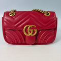 Gucci GG Marmont Small Matelassé Shoulder Bag in Red Leather