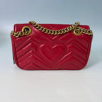 Gucci GG Marmont Small Matelassé Shoulder Bag in Red Leather