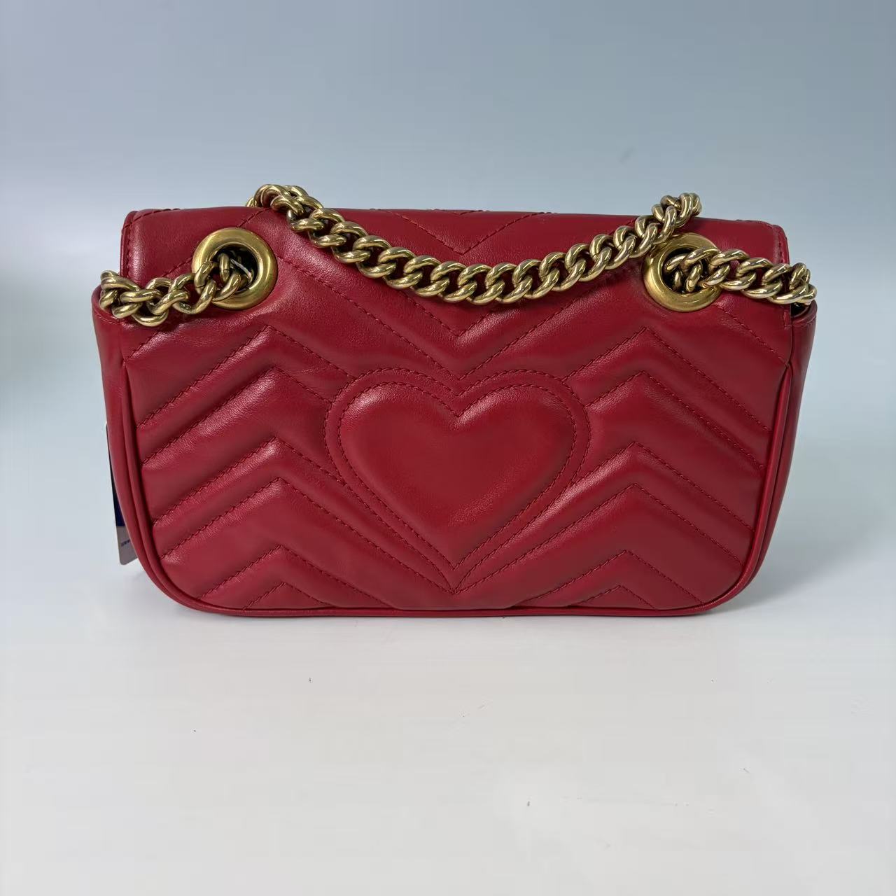 Gucci GG Marmont Small Matelassé Shoulder Bag in Red Leather