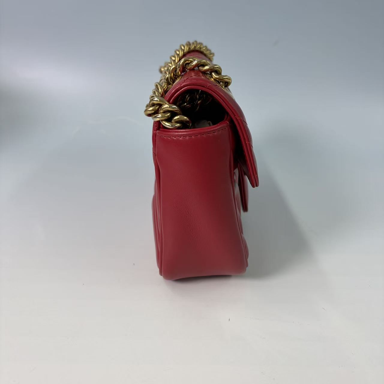 Gucci GG Marmont Small Matelassé Shoulder Bag in Red Leather