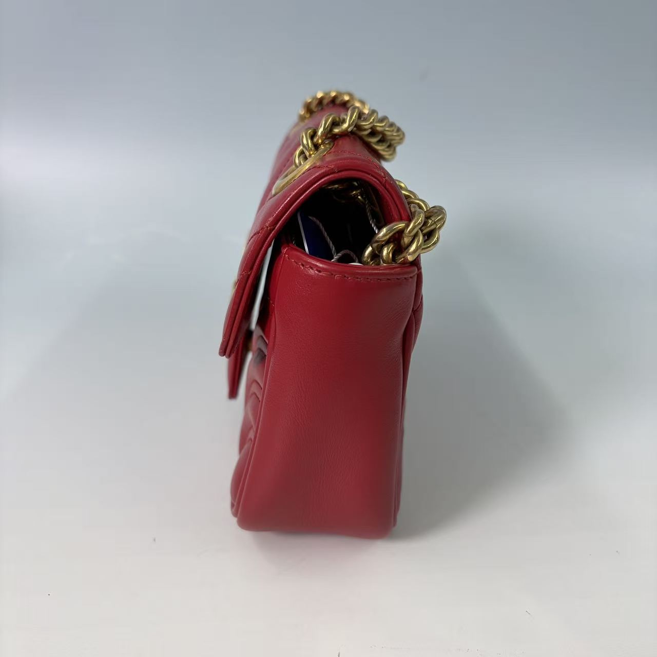 Gucci GG Marmont Small Matelassé Shoulder Bag in Red Leather