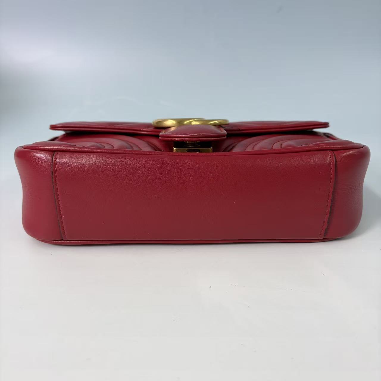 Gucci GG Marmont Small Matelassé Shoulder Bag in Red Leather