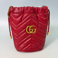 Gucci GG Marmont Mini Matelassé Bucket Bag in Red Leather