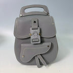 Christian Dior Motion Saddle Backpack in Grey Grained Calfskin